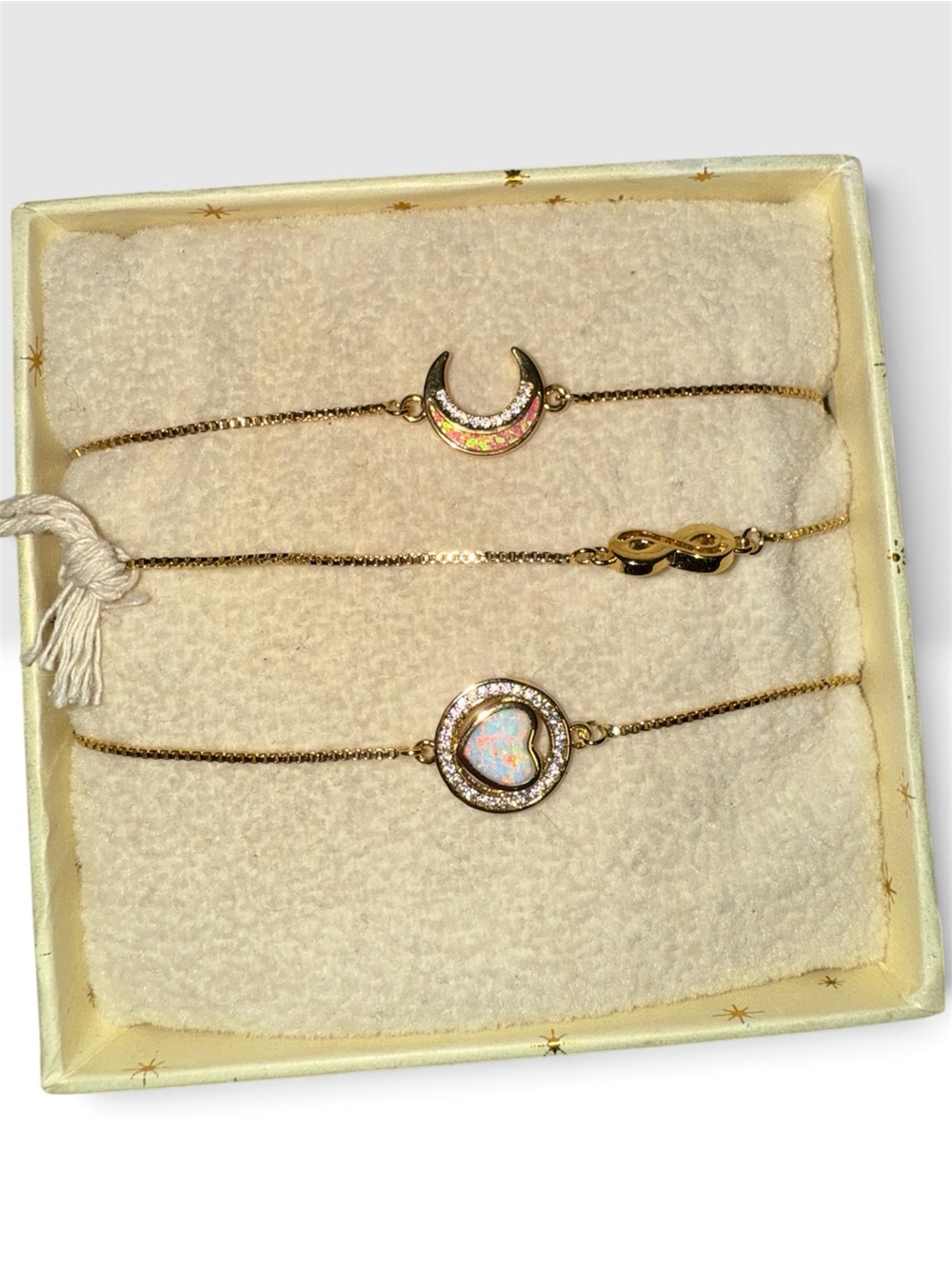 Eye candy Gold-Tone Crescent & Opal 3 Accent Bracelet Set